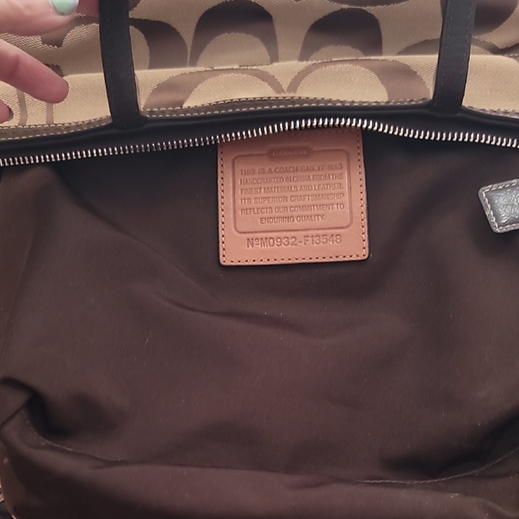 Coach Tan and Brown Signature Tote - Picture 9 of 10